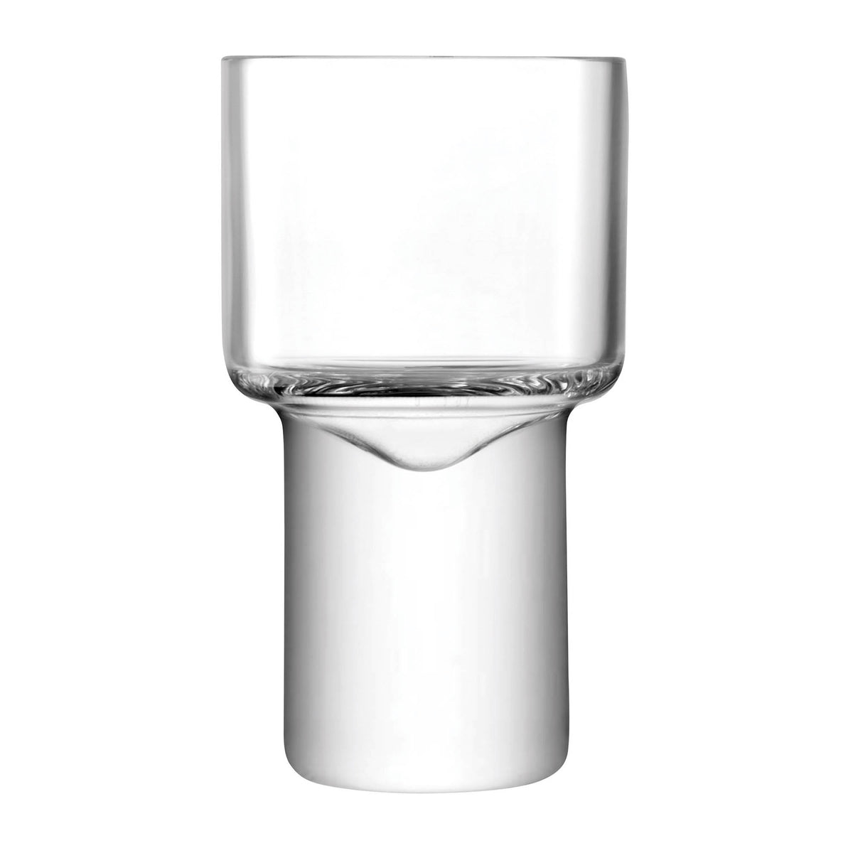 Set of four LSA Boris liqueur glasses in clear glass, 60-90ml capacity, with assorted shapes for elegant serving.