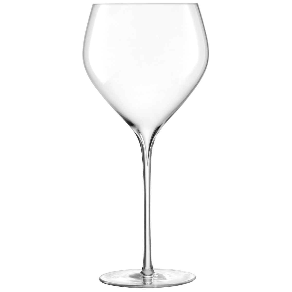 Set of two clear LSA Savoy red wine glasses, 590ml capacity, with elegant design and rounded bowl for enhanced wine tasting.