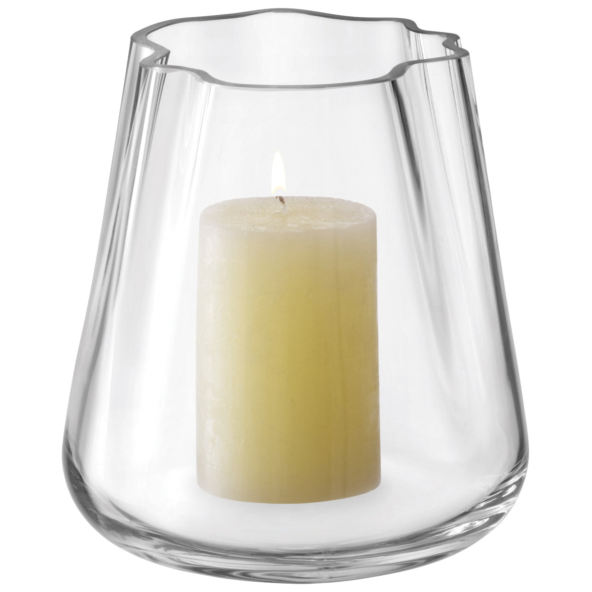 Clear LSA Lagoon vase with a smooth, rounded design, 18.5cm tall, showcasing elegant glass craftsmanship.