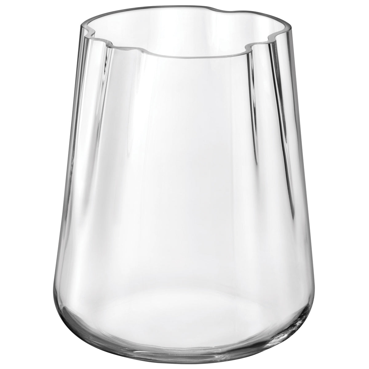 Clear LSA Lagoon vase with a smooth, rounded design, 24cm tall, perfect for modern floral arrangements.