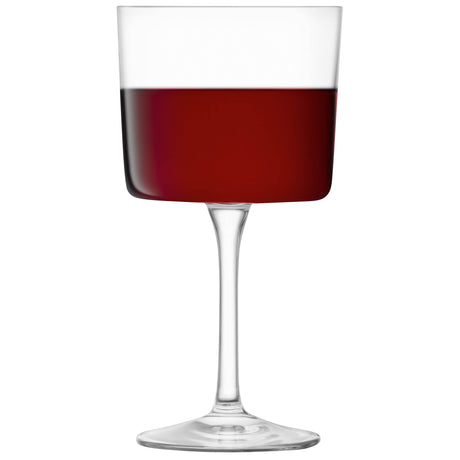 Set of four clear LSA Gio wine glasses, 250ml capacity, with elegant design, perfect for serving wine.