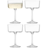 Set of four LSA Gio champagne and cocktail glasses, 230ml clear glass, elegant stemware for drinks and celebrations.