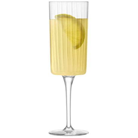 Set of four LSA Gio Line champagne flutes, clear 210ml Sektglas with elegant, modern design for celebratory drinks.