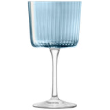 Set of four LSA GEMS ocean-colored wine glasses with elegant, clear glass design perfect for enjoying wine.