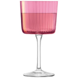 Set of four LSA GEMS berry-shaped wine glasses with clear glass bowls and slender stems.