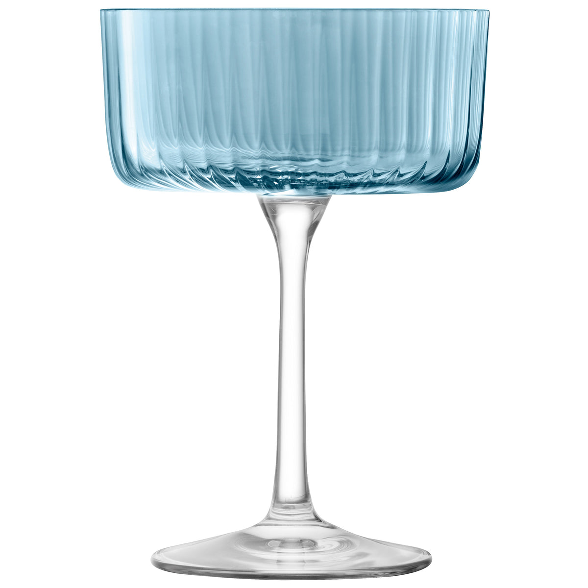 Set of four LSA GEMS ocean blue cocktail glasses, 230ml, with elegant rounded design and clear glass finish.