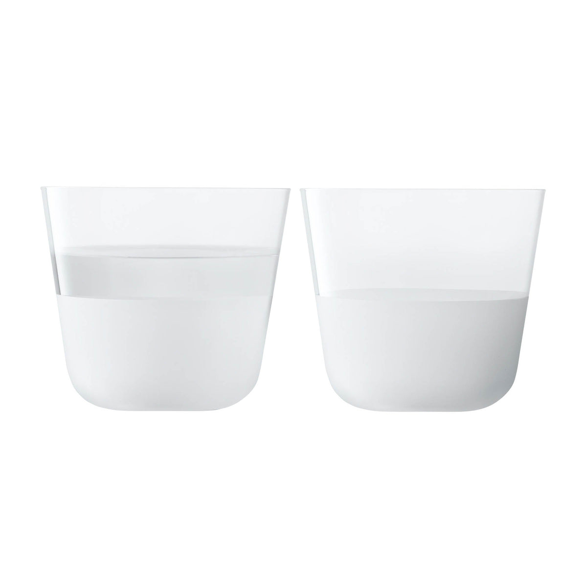 Set of two LSA ARC CONTRAST white tumblers, 260ml each, showcasing sleek, modern glass design for beverages.