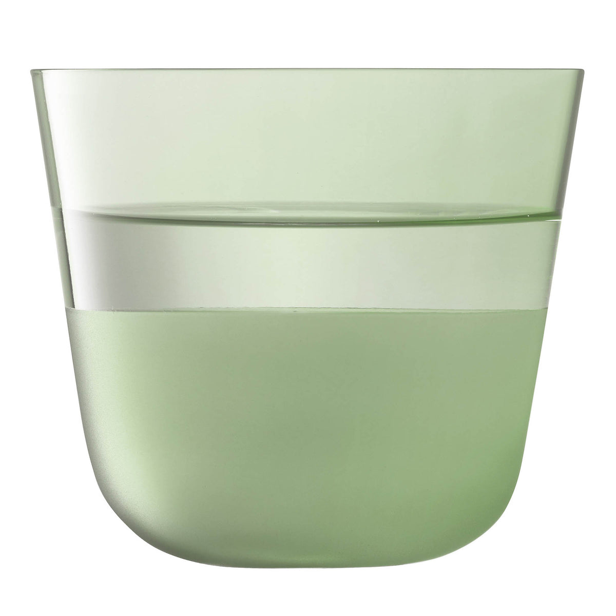 Two LSA Arc Contrast Tumblers in moss green, 260ml capacity, featuring modern design and smooth glass finish.