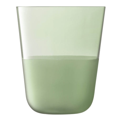 Pair of LSA Arc Contrast Tumblers in moss green, 380ml capacity, showcasing modern glassware design with contrasting accents.