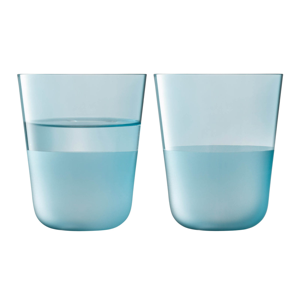 Two LSA Arc Contrast Tumblers in Sky blue, 380ml capacity, featuring modern design and smooth glass finish.