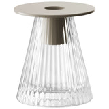 LSA Beacon candle holder and vase in clear and concrete grey, 10cm tall, featuring modern design and cylindrical shape.