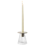 LSA Beacon candle holder and vase in clear and concrete grey, with a sleek H10cm design and modern aesthetic.