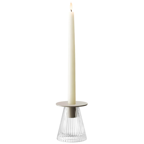 LSA Beacon candle holder and vase in clear and concrete grey, with a sleek H10cm design and modern aesthetic.