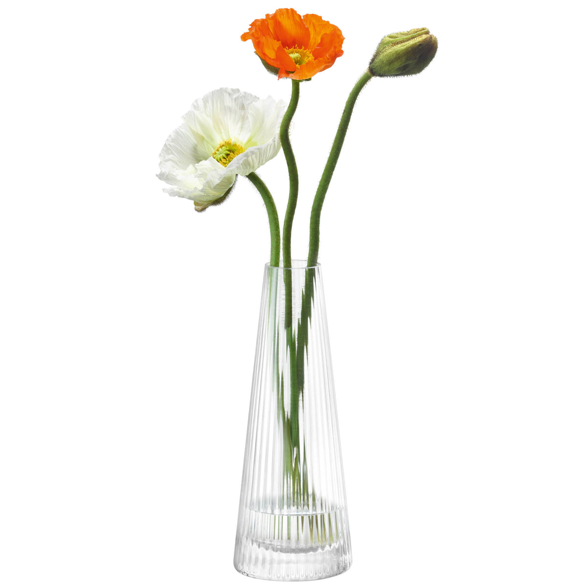 LSA Beacon candle holder and vase in clear and concrete grey, featuring a modern design and 22cm height.