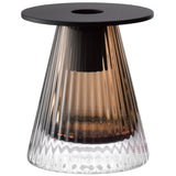 LSA Beacon candle holder and vase in taupe and jet black, 10cm tall, with a sleek, modern design and smooth finish.