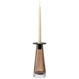 LSA Beacon candle holder and vase in taupe and jet black, 22cm tall, elegant ceramic design with a sleek, modern look.