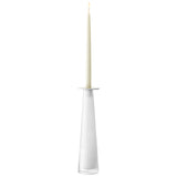 White LSA Beacon candle holder and vase, 34cm tall, with a sleek modern design and smooth chalk white finish.