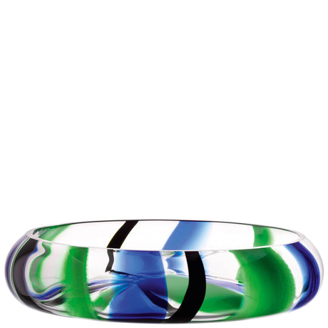 LSA Folk reverse bowl in black, blue, and green with a 36cm diameter, designed for serving or display.