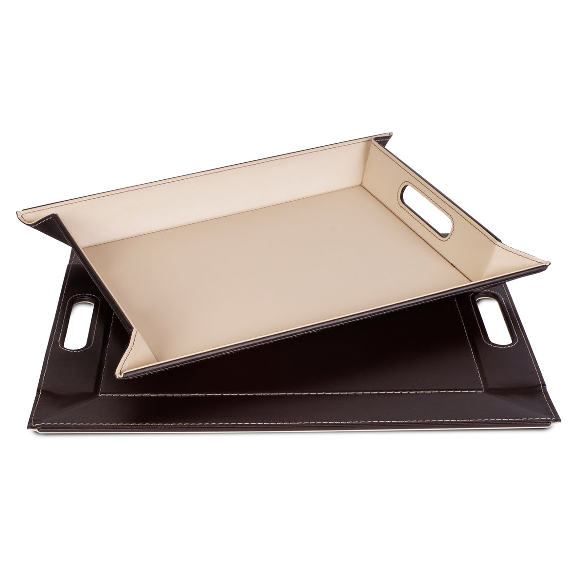 Freeform Wendetablett 2-in-1 tablett and Tischset in Schokobraun and Cremefarben, small, showing both sides with smooth surfaces.