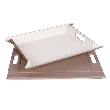 FREEFORM Duo tablett with white and taupe sections, modern design, rectangular shape, and smooth surface.