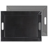FREEFORM DUO tablet tray in gray and black with a modern, dual-compartment design, perfect for organizing items.