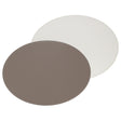 FREEFORM Platzset DUO in taupe and white, oval-shaped table placemats set for elegant dining, featuring a stylish design.