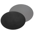 FREEFORM Platzset DUO, oval black and gray table placemats with a modern design, perfect for enhancing dining table aesthetics.