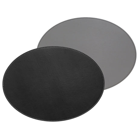 FREEFORM Platzset DUO, oval black and gray table placemats with a modern design, perfect for enhancing dining table aesthetics.