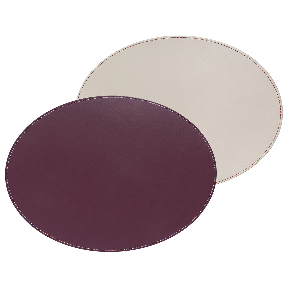 FREEFORM Platzset DUO in pflaume and elfenbein, oval-shaped table placemats with elegant design and smooth finish.