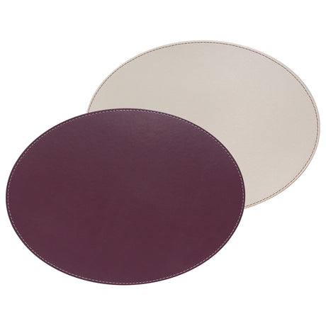 FREEFORM Platzset DUO in pflaume and elfenbein, oval-shaped table placemats with elegant design and smooth finish.