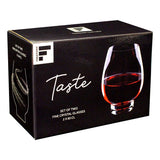 Pair of FREEFORM red wine glasses, clear glass, 600 ml capacity each, elegant design for wine serving