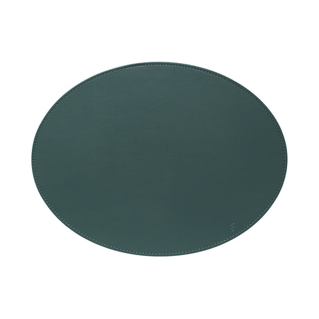 FREEFORM Platzset DUO in petrol and anthracite, oval-shaped table place setting with matching placemats and napkins.