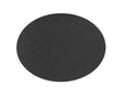 Oval black textile table mat from FREEFORM, measuring 45 x 34 cm, shown on a dining table.