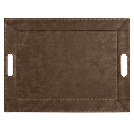FREEFORM Duo leather-look brown tablett with two compartments, stylish and functional for home decor or organization.