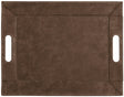 Freeform Duo leather-look brown tablet tray with smooth surface and rounded edges for stylish storage.