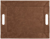 FREEFORM DUO leather-look brown tray with raised edges, stylish and functional for home decor or serving.