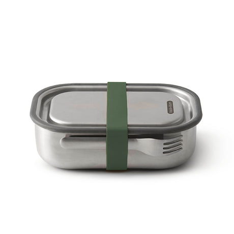 BLACK+BLUM classic 1000ml lunchbox with black exterior and secure lid, ideal for carrying meals on the go