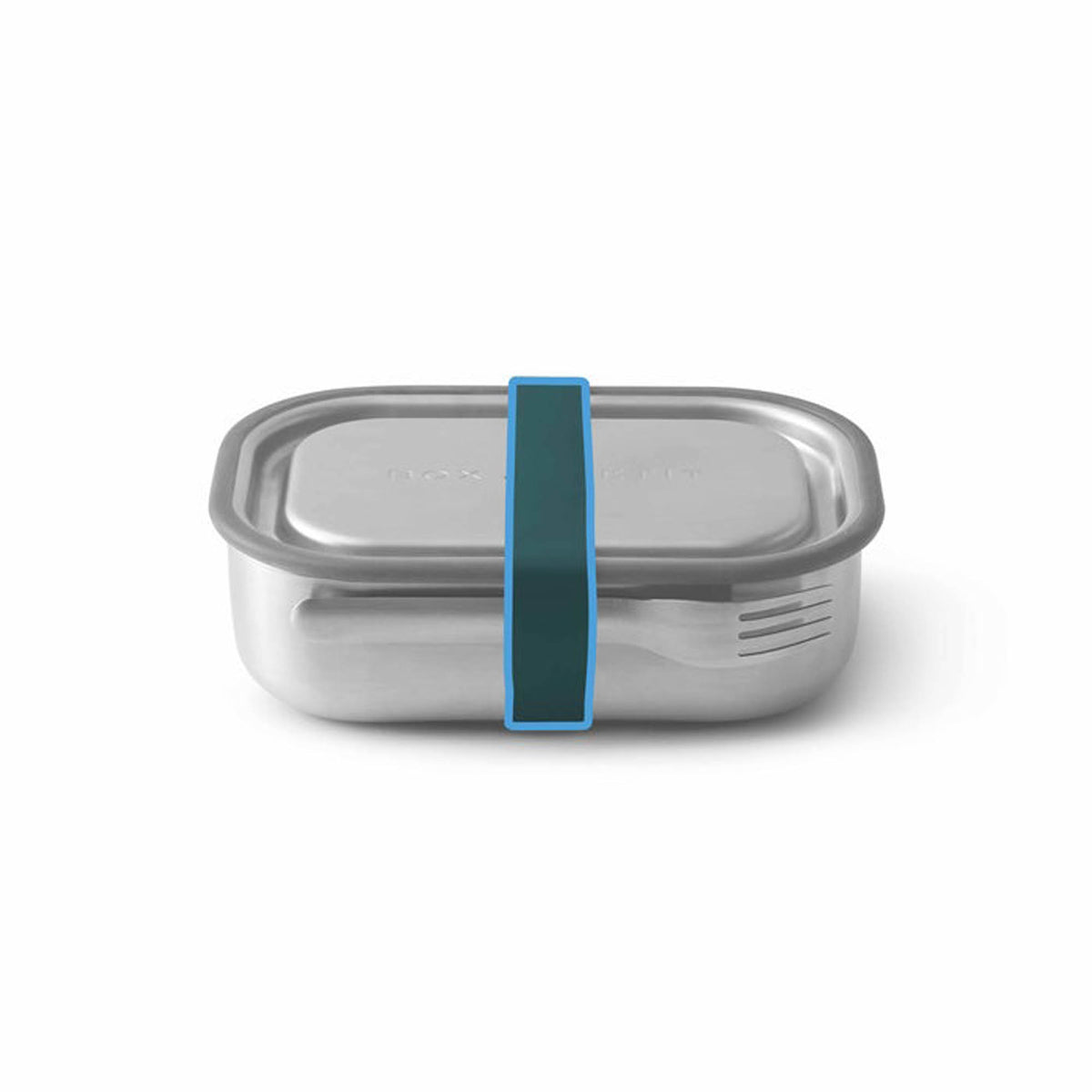 BLACK+BLUM silicone strap replacement for stainless steel containers, showing the flexible black silicone band on a white background.