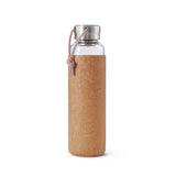 BLACK+BLUM TO-GO Glas Trinkflasche in Ozean color, 600 ML, with a clear glass body and black lid for portable hydration.
