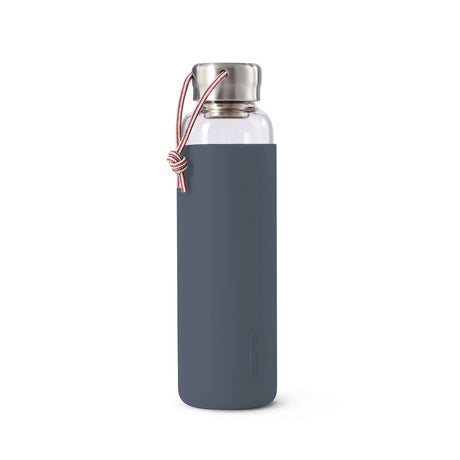 BLACK+BLUM TO-GO GLAS water bottle in ocean blue, 600ML, with a sleek, reusable design and secure lid for on-the-go hydration.