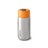 BLACK+BLUM orange 340ml thermobecher with lid, designed for hot beverages, featuring a sleek, portable travel mug style.