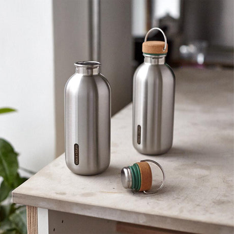 BLACK+BLUM Classic 600ml water bottle showing sleek stainless steel design and screw-on cap, perfect for daily hydration.