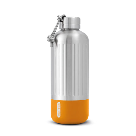 BLACK+BLUM Explorer insulated water bottle in vibrant orange, designed for keeping drinks hot or cold on the go.