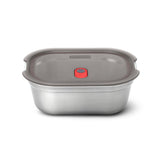 BLACK+BLUM stainless steel rectangular multifunction storage container with secure lid and sleek design.