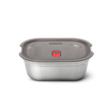 Black+Blum stainless steel rectangular multifunctional storage tin with a sleek design and secure lid.