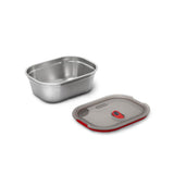 BLACK+BLUM stainless steel rectangular multifunctional storage tin with lid, ideal for kitchen organization.