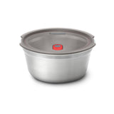 Black+Blum stainless steel multifunction storage container with secure lid, ideal for kitchen organization and food storage.