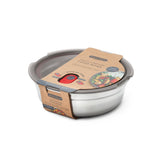 Black+Blum stainless steel multifunctional storage container with secure lid, ideal for kitchen organization and food storage.