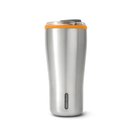 BLACK+BLUM travel tumbler, insulated coffee mug with sleek black design and secure lid, perfect for hot or cold beverages on the go.