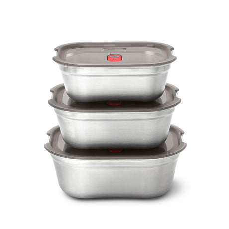 BLACK+BLUM 3-piece multifunction storage set with 650ml, 900ml, and 1200ml containers for kitchen organization.